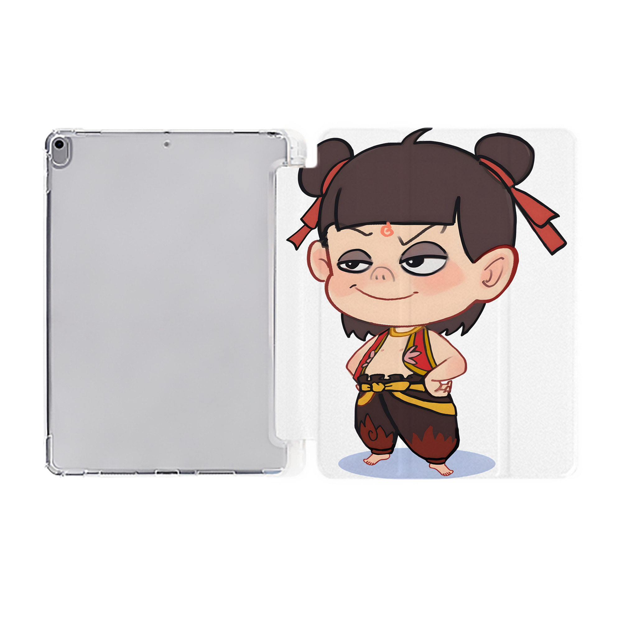 （画像用） Ne Zha 2 ナタ 魔童の大暴れ IPad ケース ペン収納付き 三つ折りスタンド PUレザー×シリコン 対応機種9.5/10.5/10.9インチ